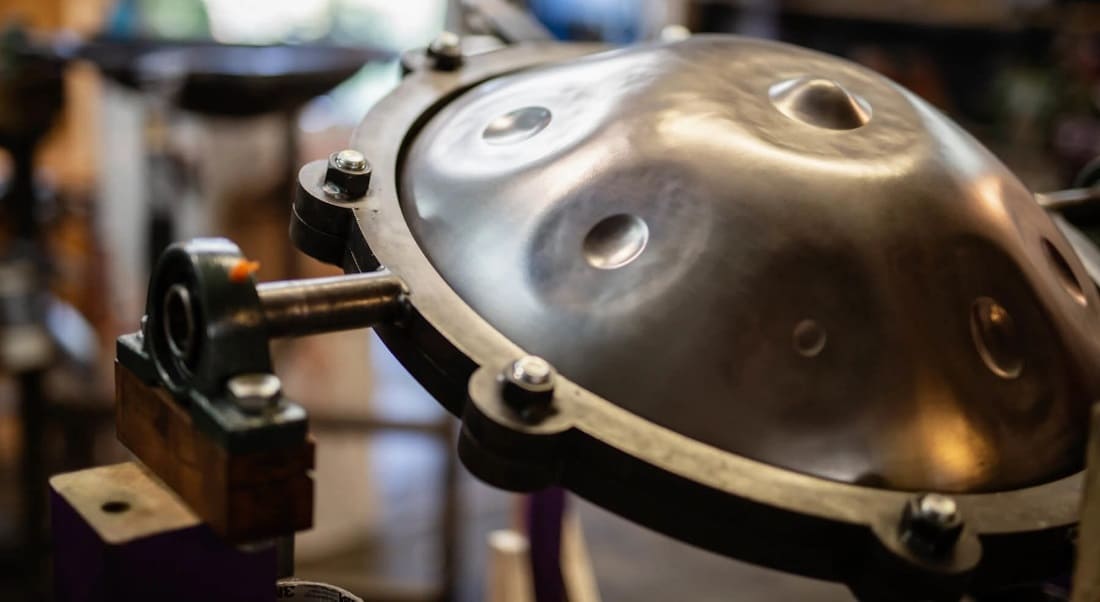 A handpan in a manufacturing workshop