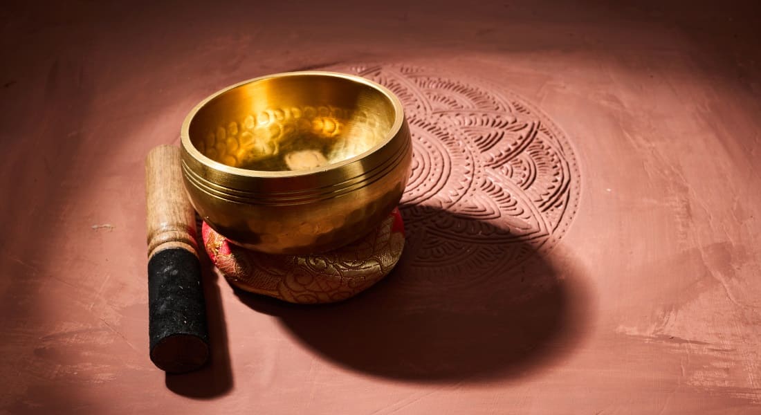 A small tibetan singing bowl close up