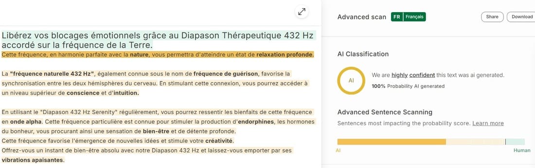 AI-written content at Vibrations Positives