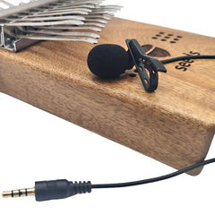 A classic microphone placed on a kalimba