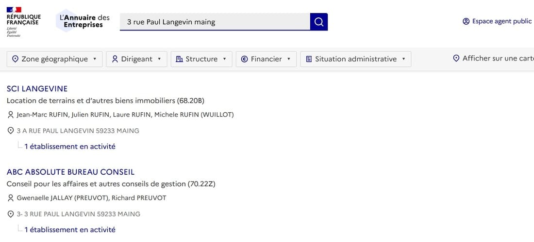 Businesses listed at 3 Rue Paul Langevin in Maing