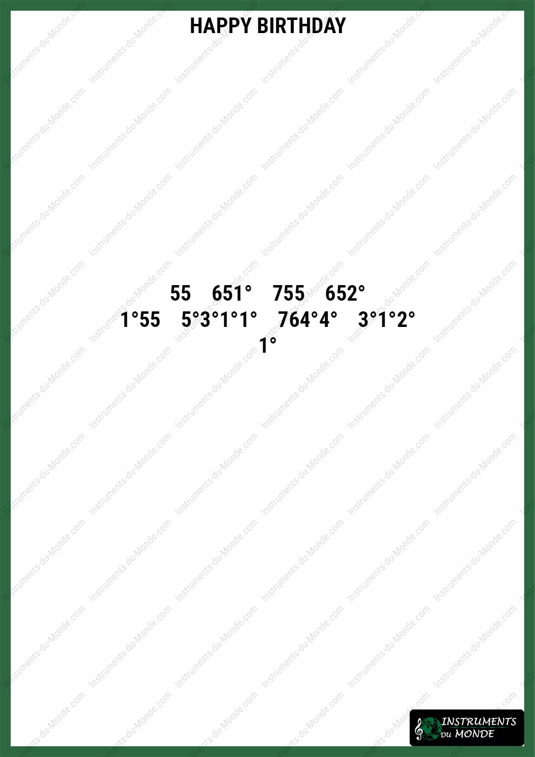 Happy Birthday kalimba sheet music with numbers