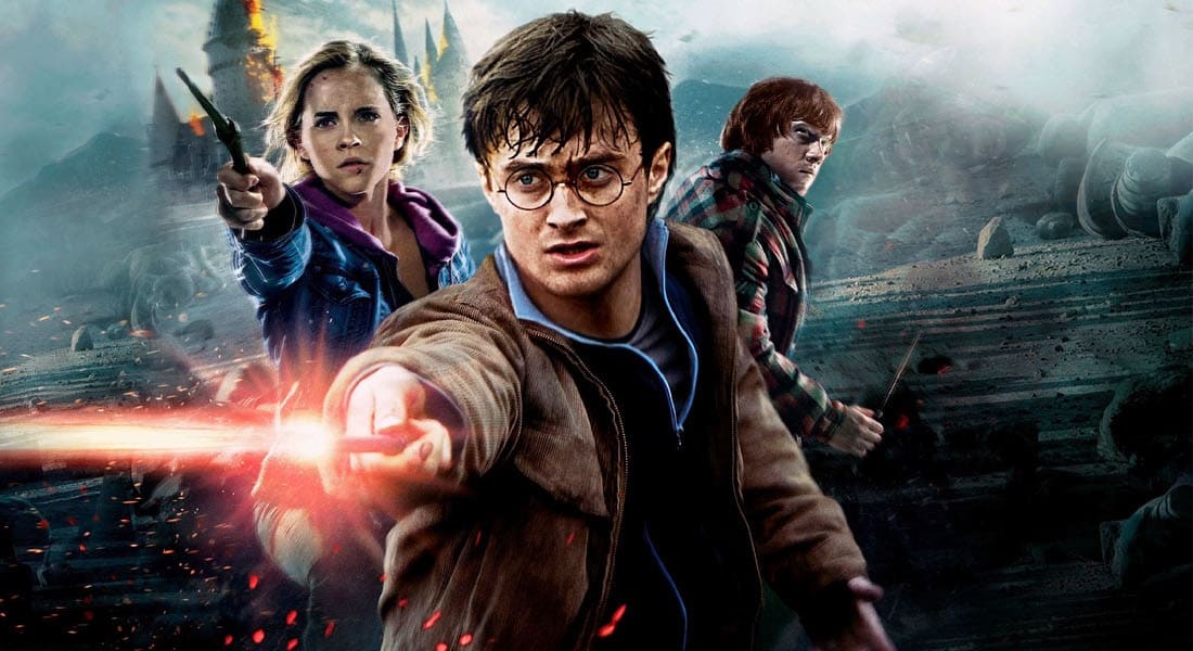 Harry Potter, Ron and Hermione casting a spell