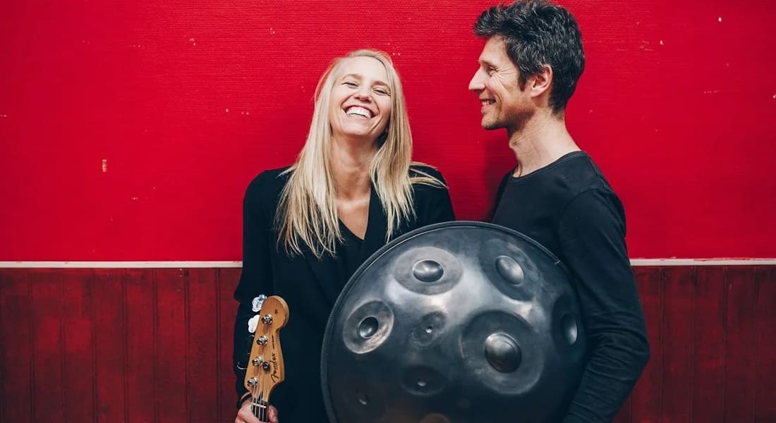 Laurent Sureau and Nadia Simon with a handpan