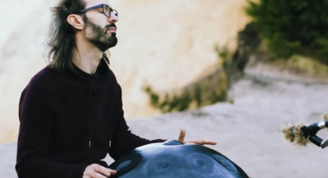 Nadayana playing a handpan