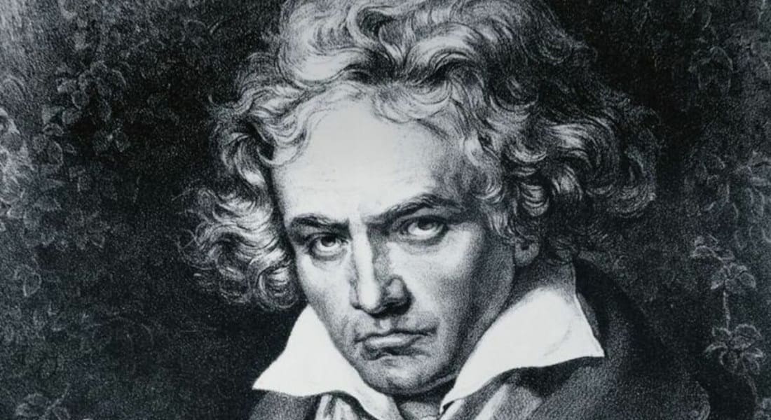 Black and white portrait of Beethoven