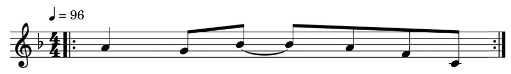 Repeat barline in an ocarina sheet music score