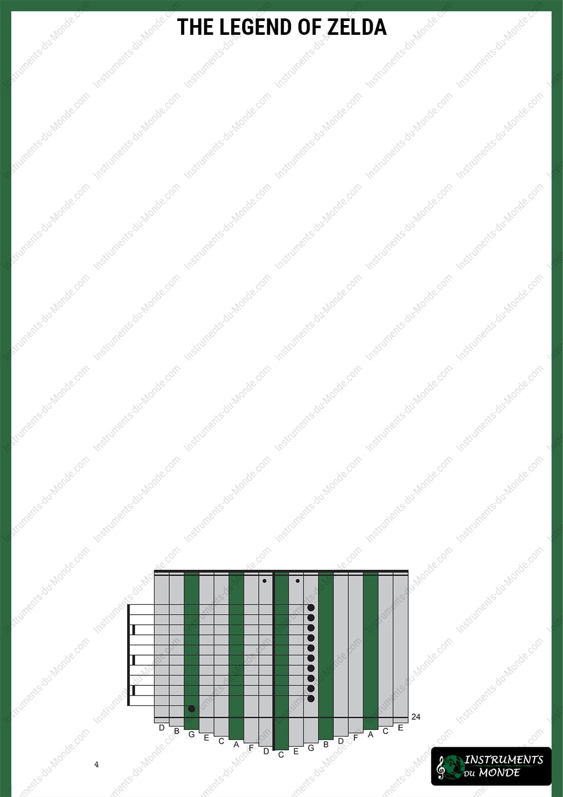 Kalimba tablature for the music from "The Legend of Zelda", page 4
