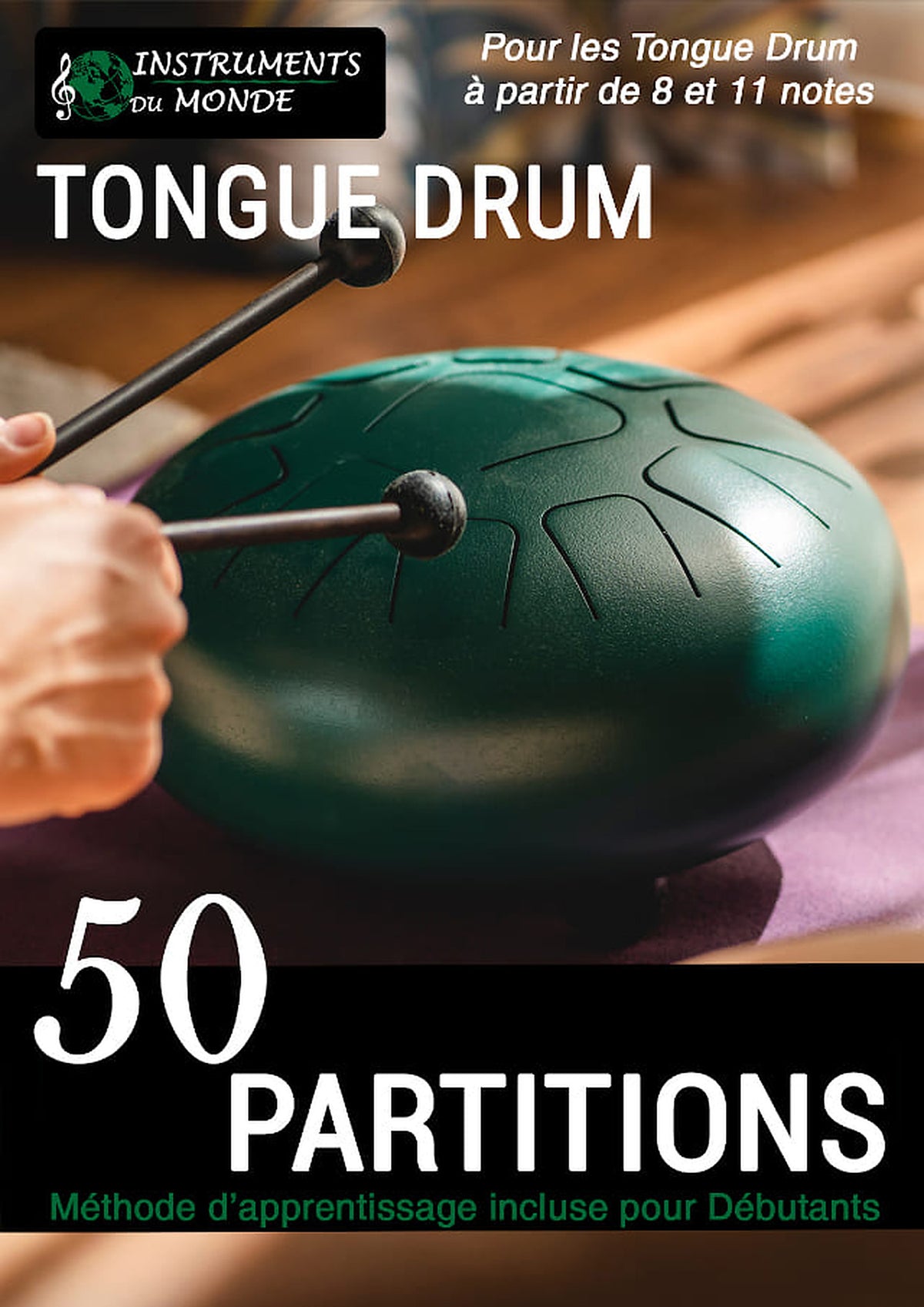 Tongue drum livre de partitions couverture 8 11 notes