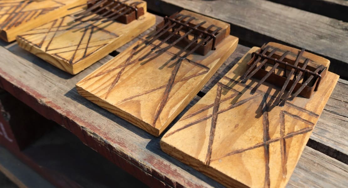 Traditional mbiras on a table