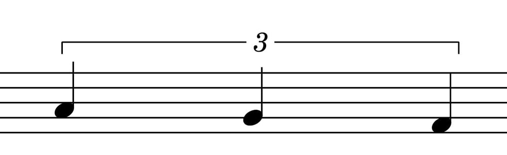 Triplet in an ocarina sheet music score