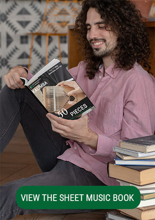 Ad for the kalimba sheet music book