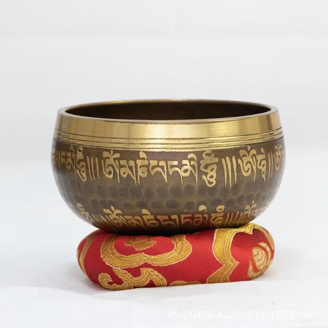 Authentic Tibetan singing bowl presentation