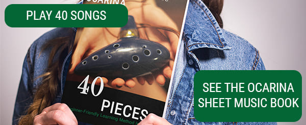 Promotional banner for the ocarina sheet music book