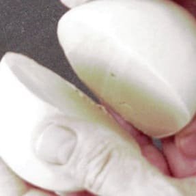 Clay ball cut in half