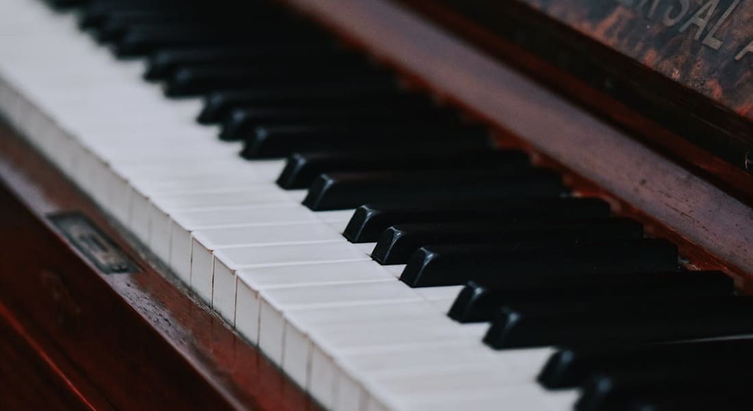 Close-up of an old piano