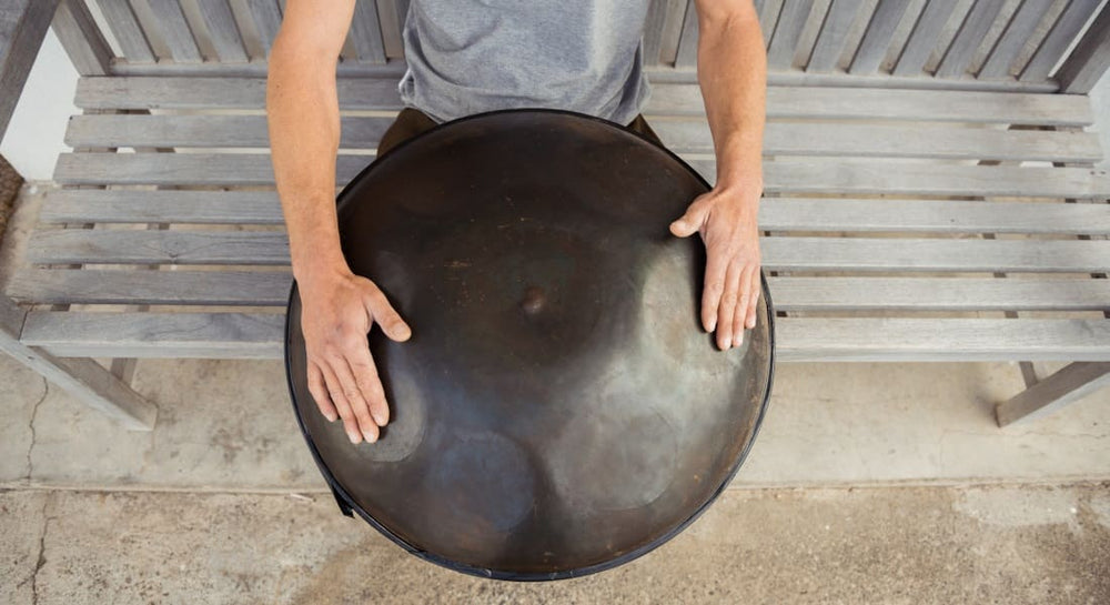 Close-up on a used handpan