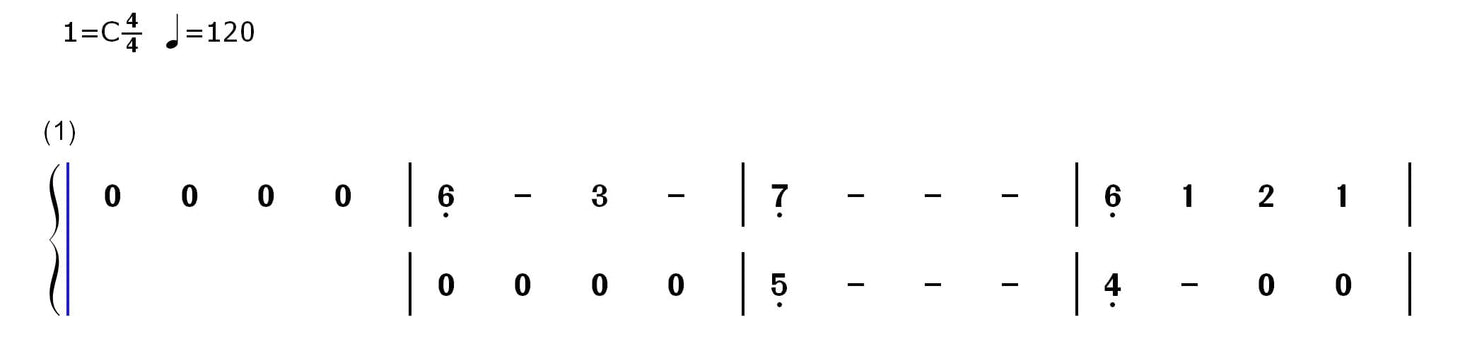 Complex tongue drum sheet music with numbers