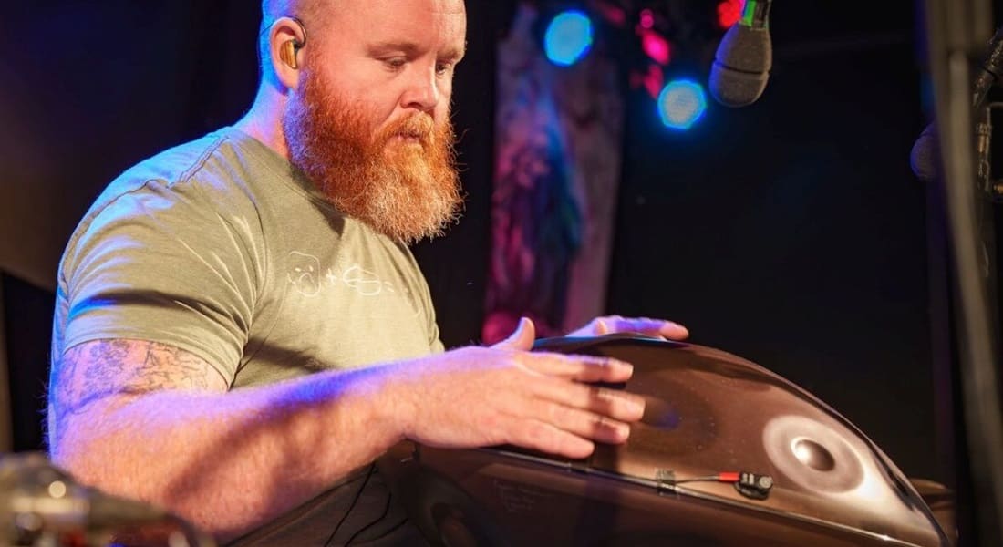 Dan Mulqueen in concert with a handpan