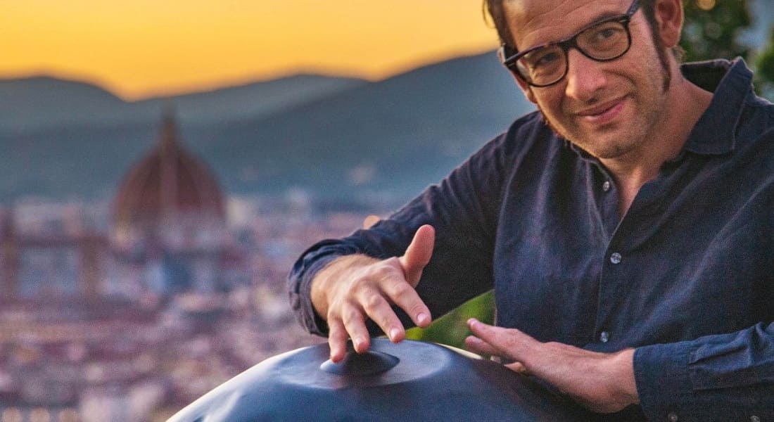 Davide Friello playing a handpan