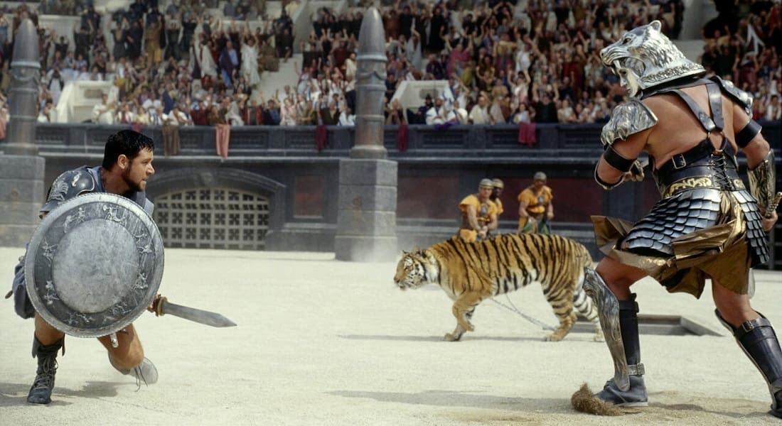 Final fight scene in the arena from the movie Gladiator