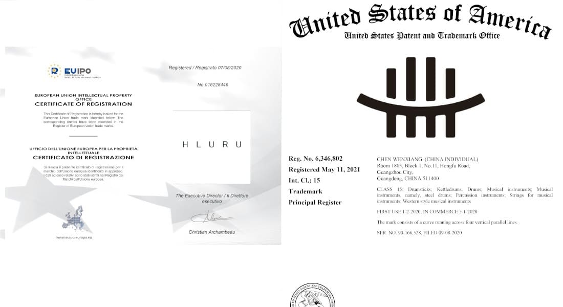 Hluru trademark filing certificate