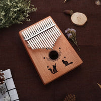 Kalimba with Pouch Pattern Two Cats