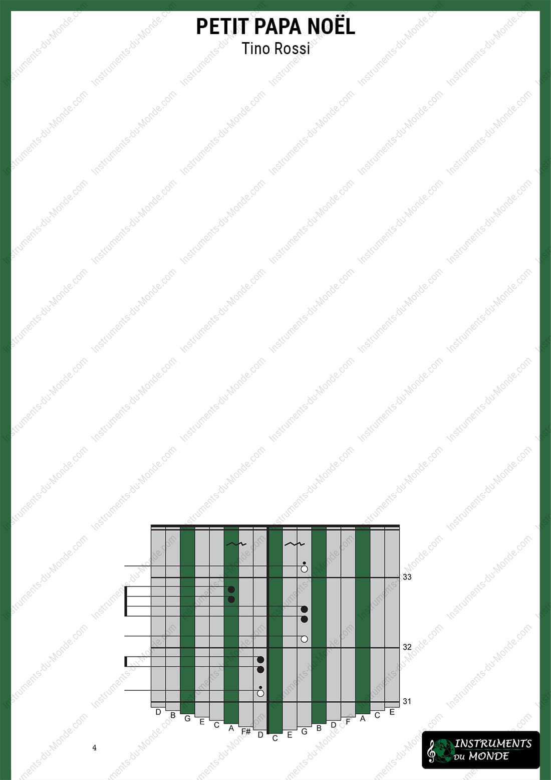 Kalimba tablature for Petit Papa Noël, page 4