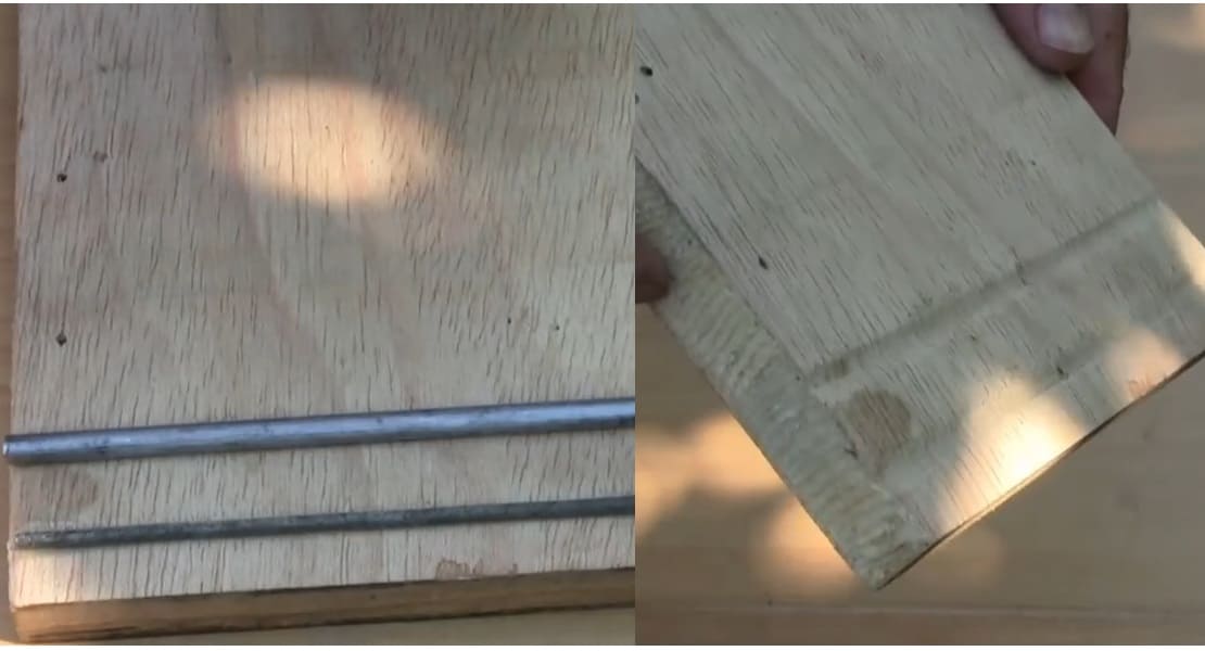 A kalimba under construction with its two bridges