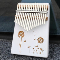 White Kalimba Engraving Dandelions