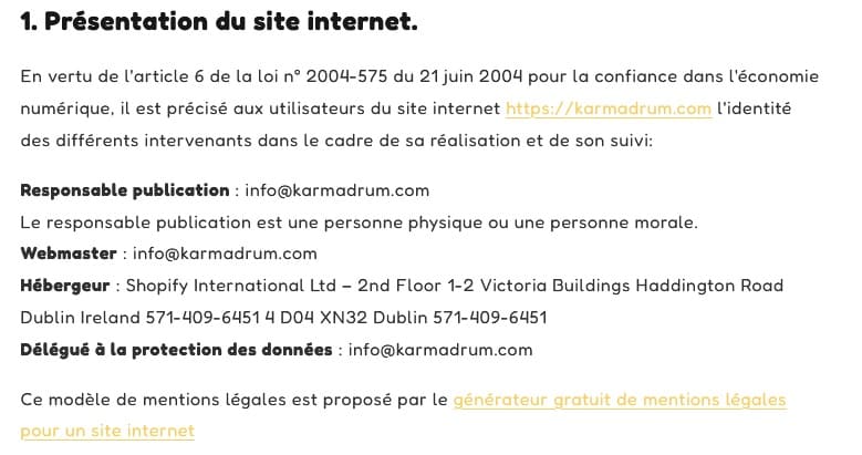 Karma Drum legal notice