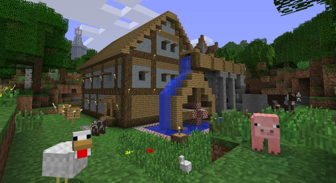 View of a house built in Minecraft