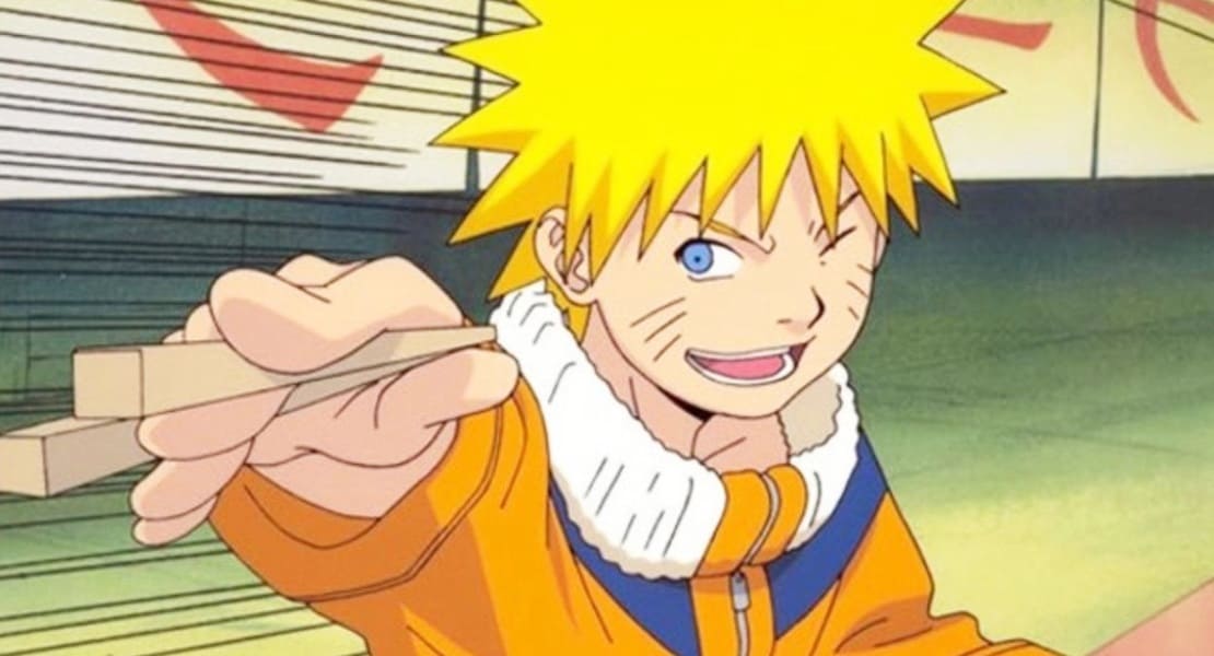 Naruto eating ramen with chopsticks