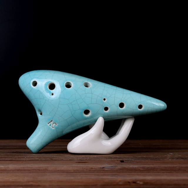 Blue ocarina instrument front view