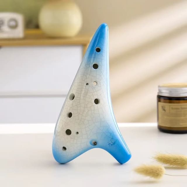 Ocarina terre cuite bleu 