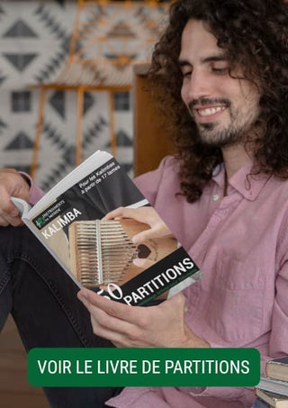 Publicité pour un Livre de Partitions pour Kalimba