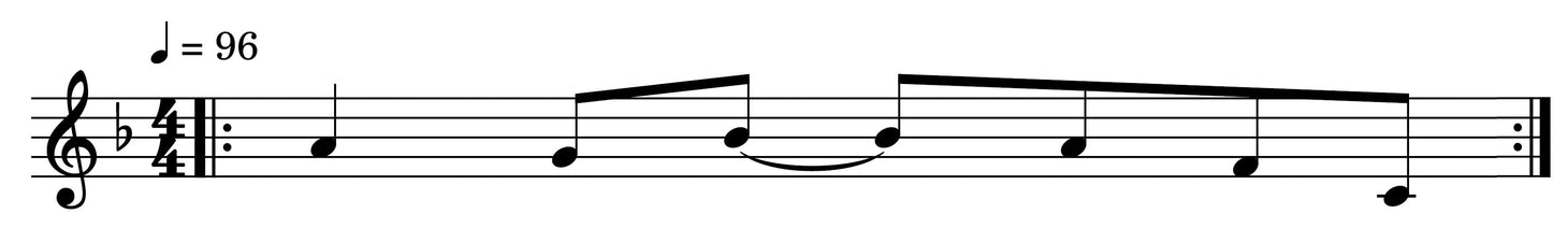 Repeat barline in an ocarina sheet music score