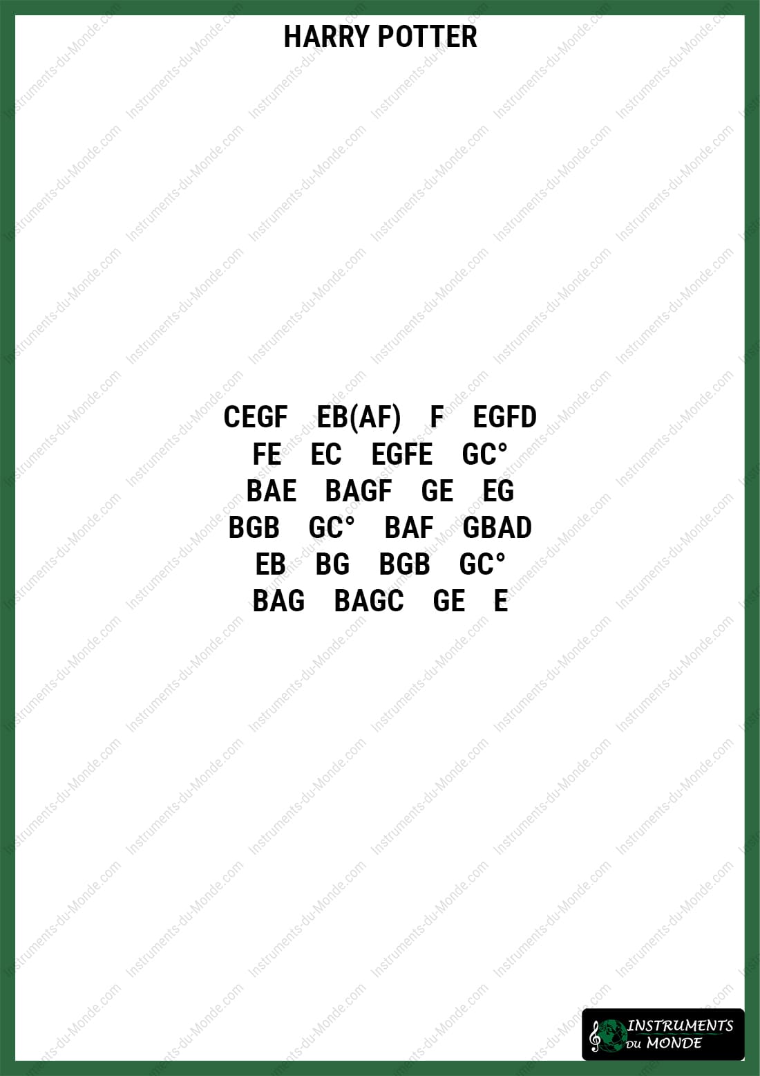 Harry Potter sheet music for 8-key thumb piano