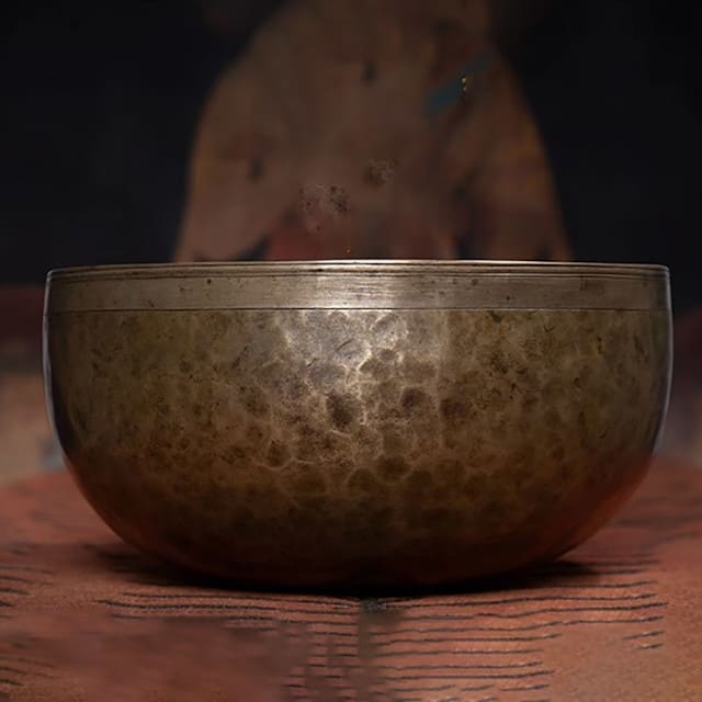 Handmade singing bowl presentation