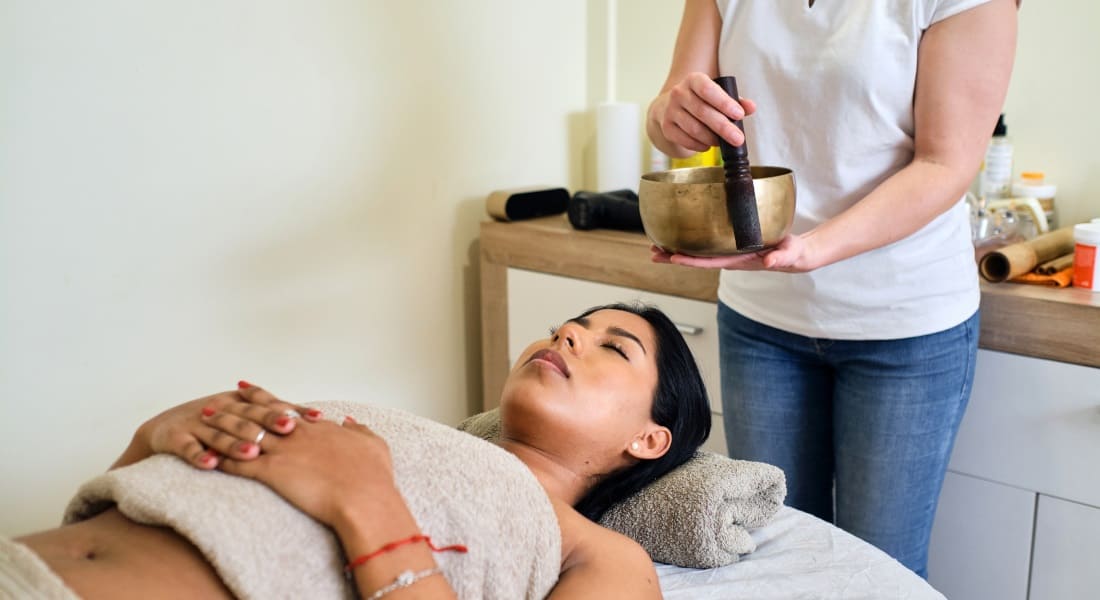 A sound massage performed with a singing bowl