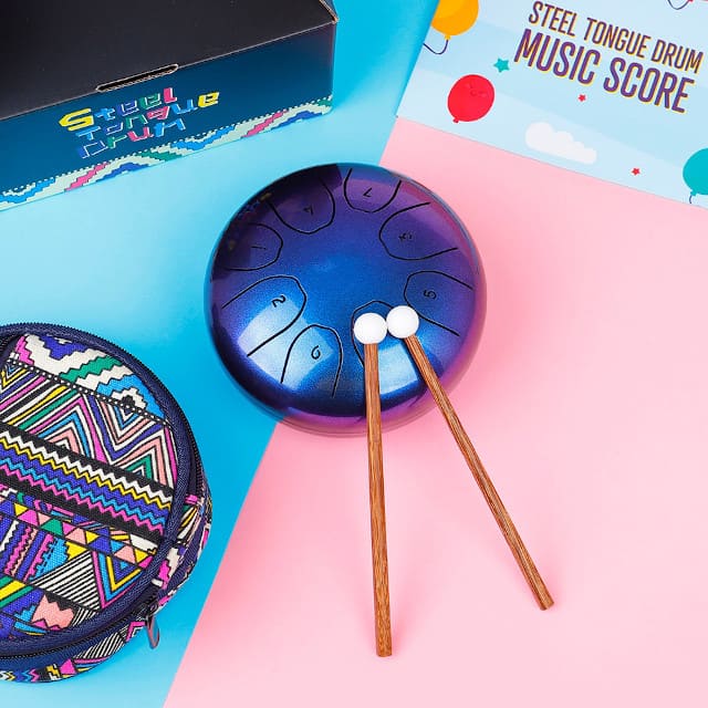 Steel tongue drum instrument blue