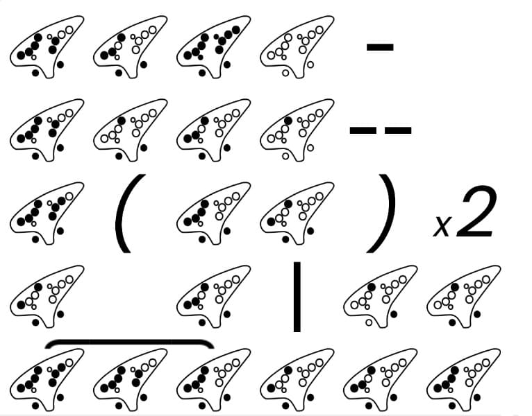 Ocarina tablature example