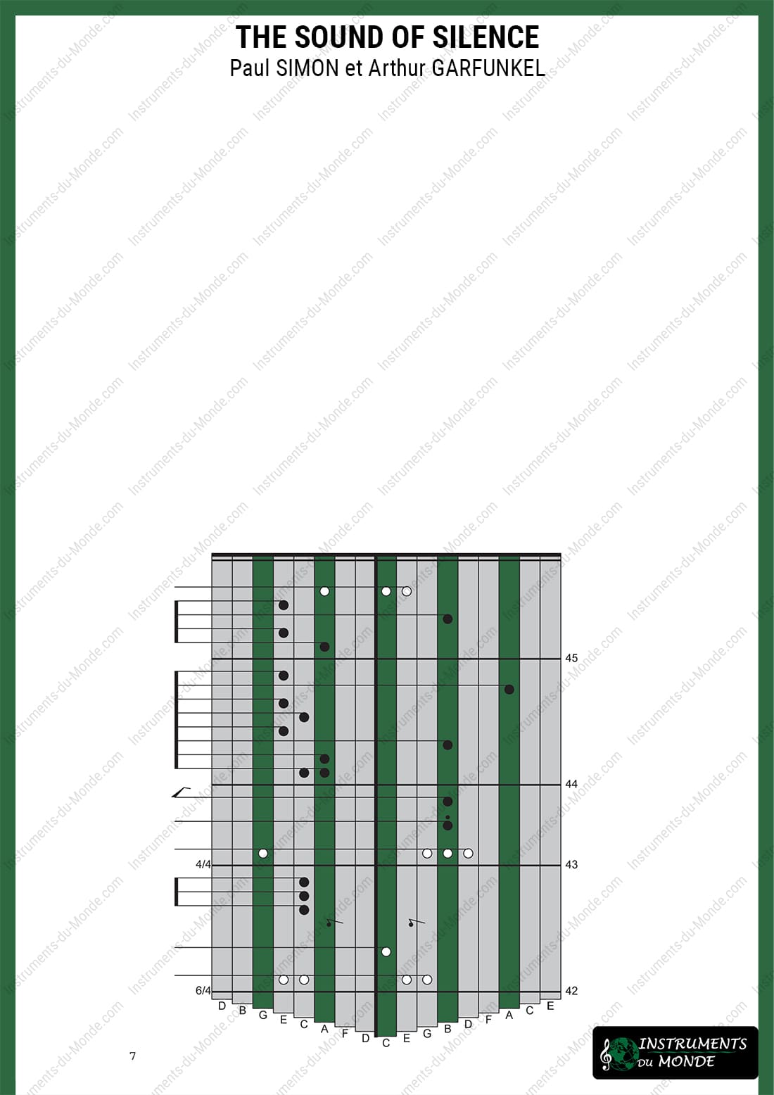 Kalimba tablature for The Sound of Silence, page 7