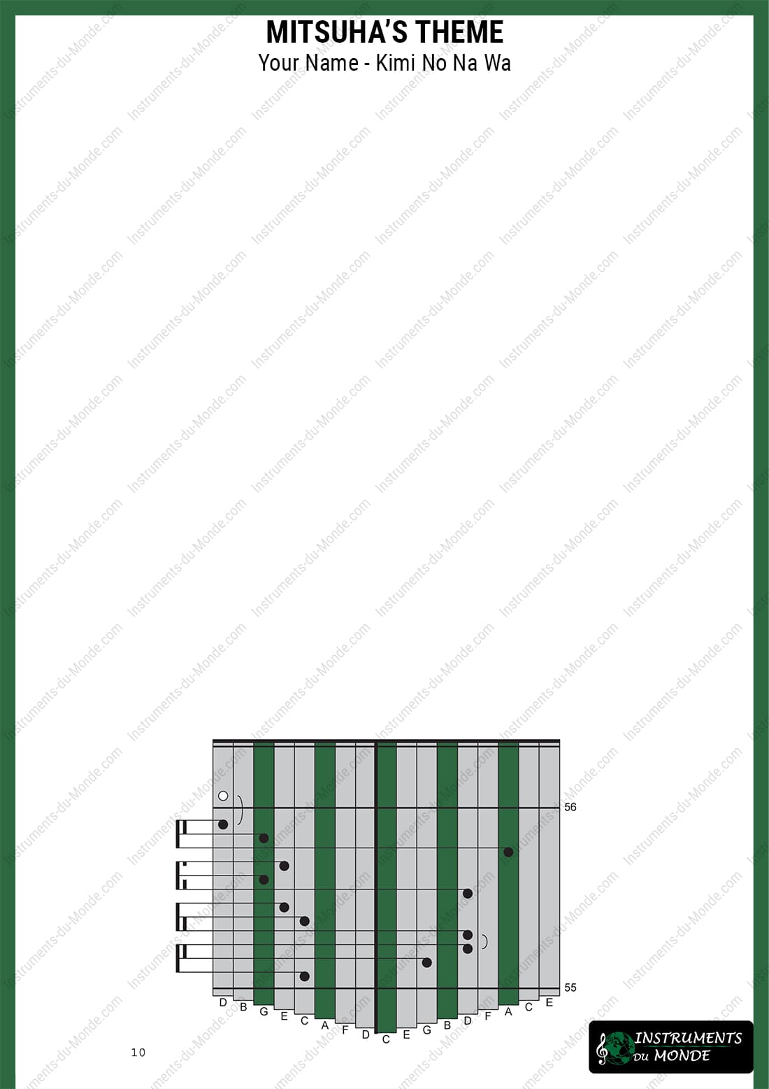 Kalimba tablature for Your Name: Mitsuha's theme, page 10
