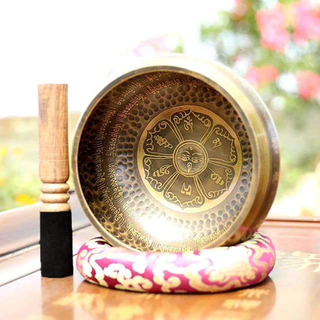 Inside view of the Tibetan singing bowl for crystal healing