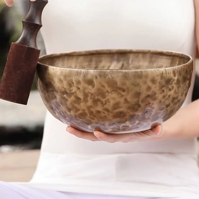 Tibetan singing bowl deep tone held in hand