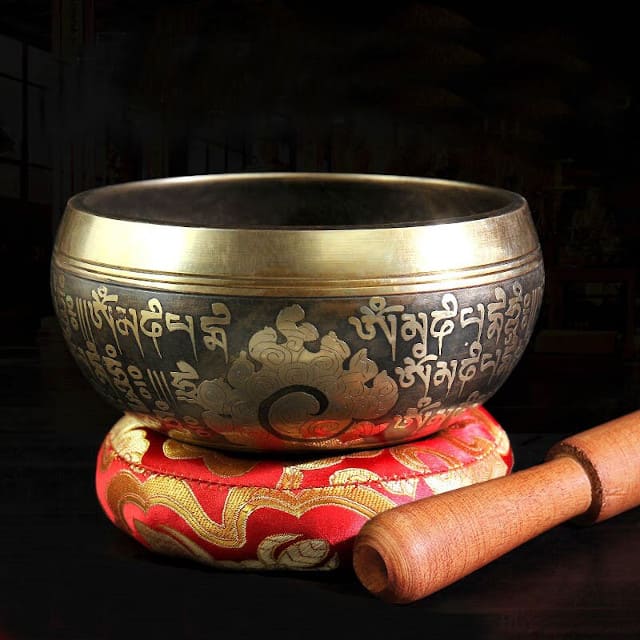 Tibetan singing bowl water presentation